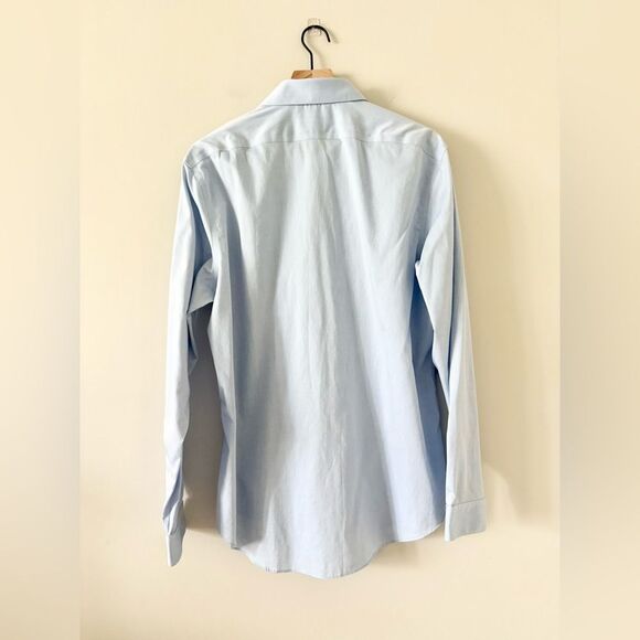 Calvin Klein Steel+ Slim Fit Button Down in Light Blue with Herringbone-Size L - Picture 8 of 8